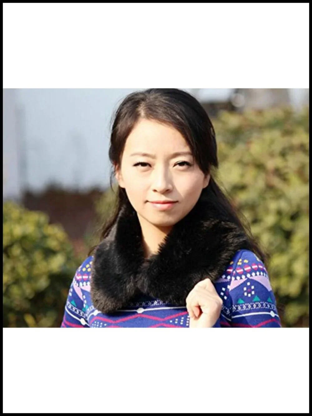 Faux Rabbit Fur Collar Shawl Wrap Stole Winter Scarf